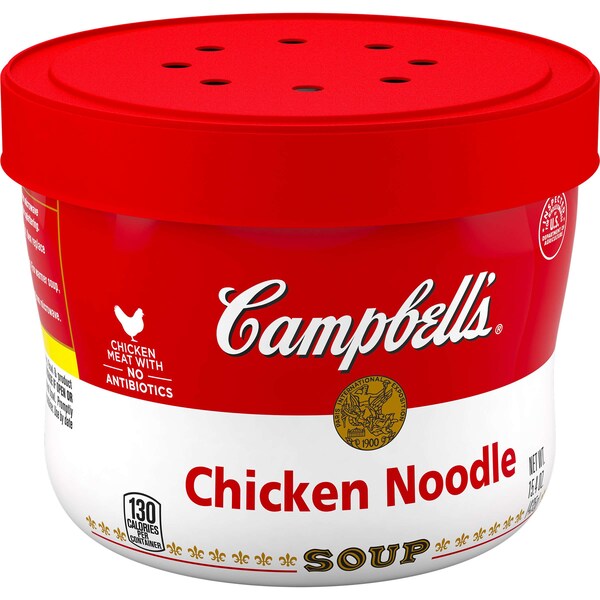 Campbells Red & White Chicken And Noodles Bowl Microwaveable Soup 15.4 oz., PK8 - 000013459