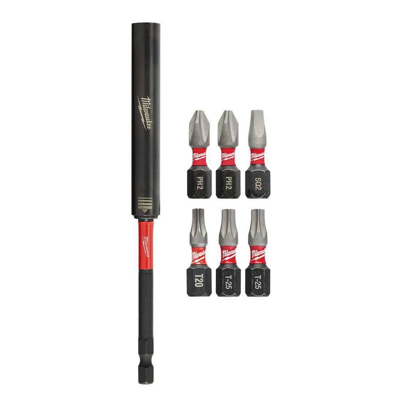 Set de 7 piezas de puntas de guía de unidad de acero de aleación magnética Milwaukee SHOCKWAVE Impact Duty - 48-32-4518