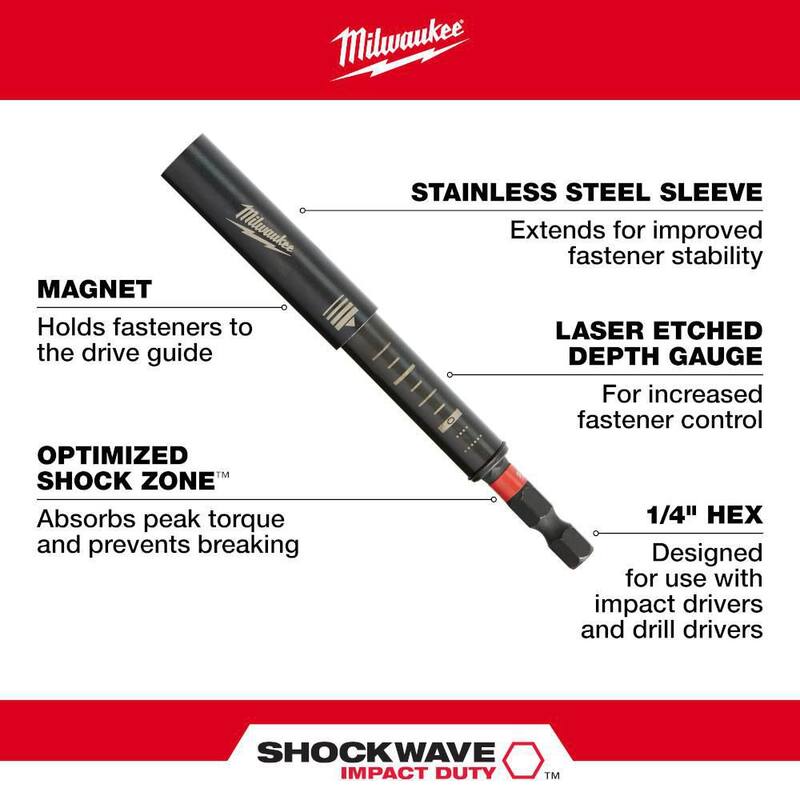 Set de 7 piezas de puntas de guía de unidad de acero de aleación magnética Milwaukee SHOCKWAVE Impact Duty - 48-32-4518