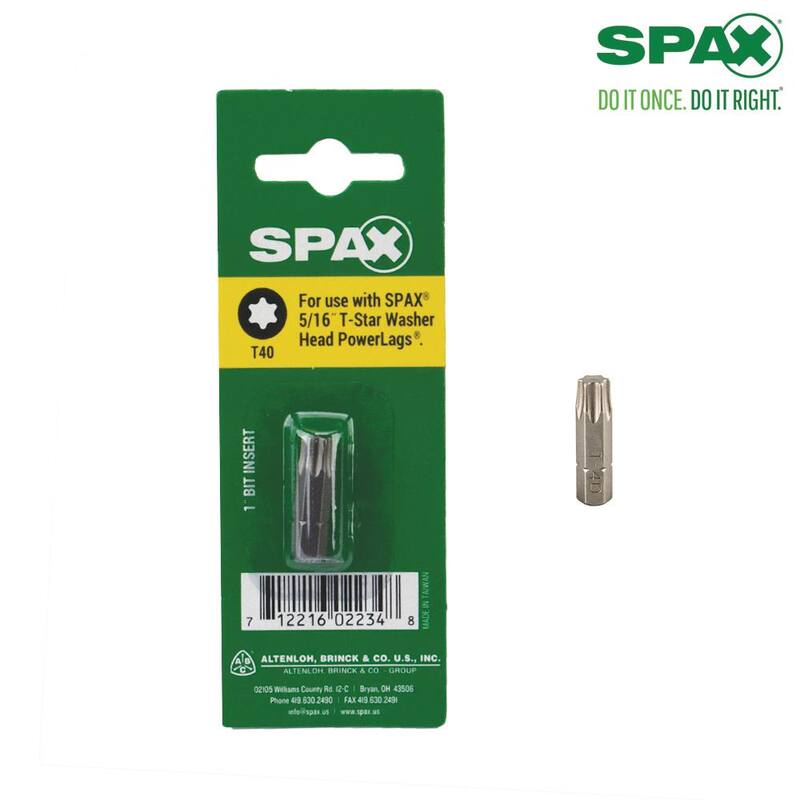 Broca para tornillo SPAX T40 x 1 pulgada. Cabeza de unidad Torx T-Star (1 pieza) - 5000002016409