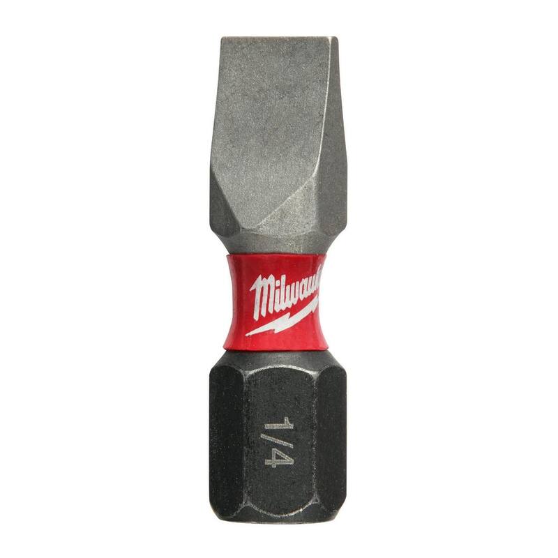Milwaukee SHOCKWAVE Impact Duty 1 pulg. x 1/4 pulg. SL#10 Broca de inserción de acero de aleación ranurada (paquete de 2) - 48-32-4418