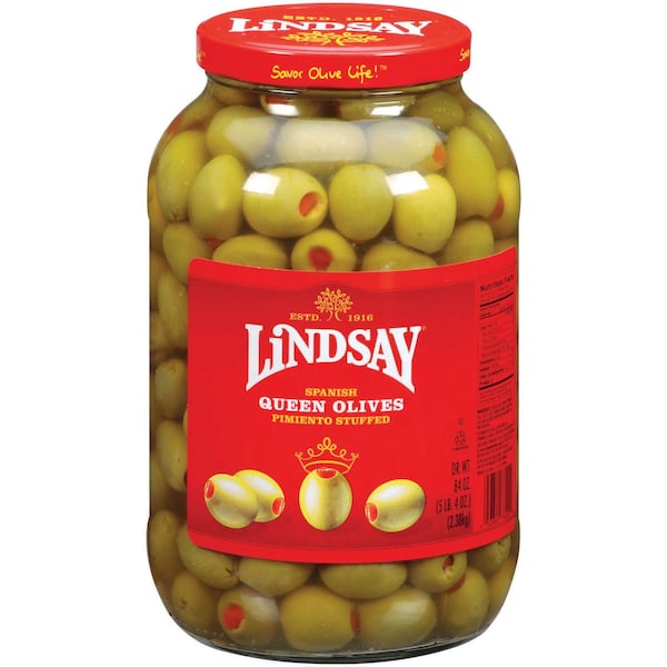 Lindsay 80/90 Stuff Green Olives 84 oz., PK4 - A003887