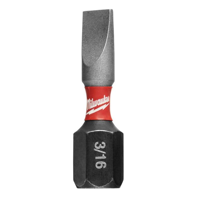 Milwaukee SHOCKWAVE Impact Duty 1 in. x 3/16 in. SL #8 Slotted Alloy Steel Insert Bit (Paquete de 2) - 48-32-4417