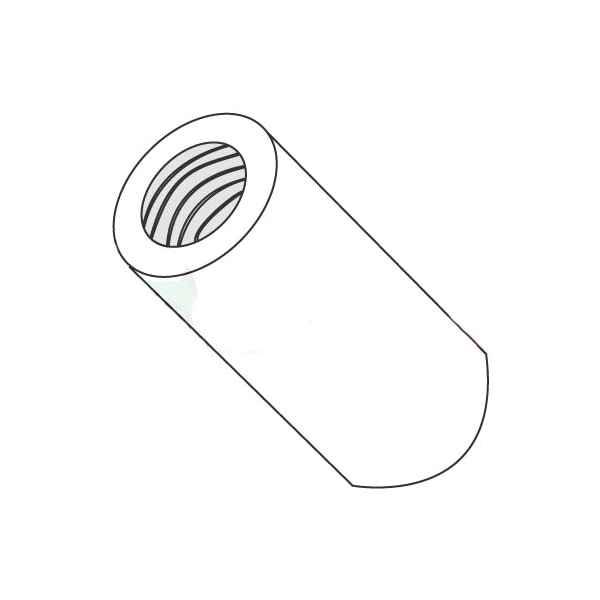 Newport Fasteners Round Standoffs, #10-32 Thrd Sz, 1/4 in Bd L, Nylon Plain, 1/2 in OD, 1000 PK - 559587