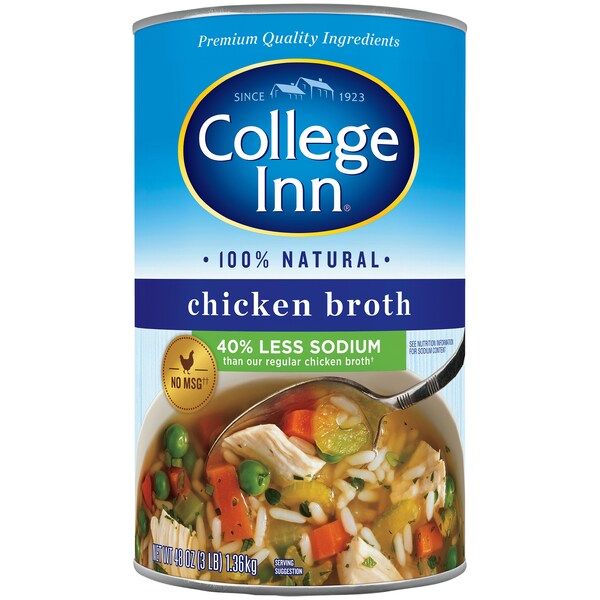 College Inn Chicken Broth Fat Free & Lower Sodium College Inn 48 oz. Cans, PK12 - 2001547