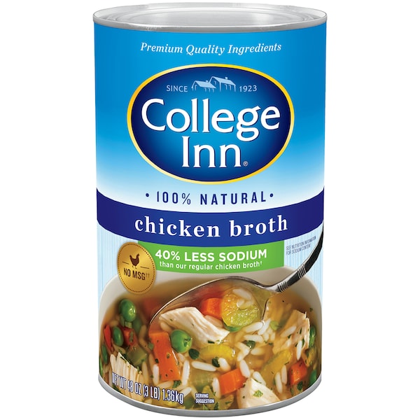 College Inn Chicken Broth Fat Free & Lower Sodium College Inn 48 oz. Cans, PK12 - 2001547