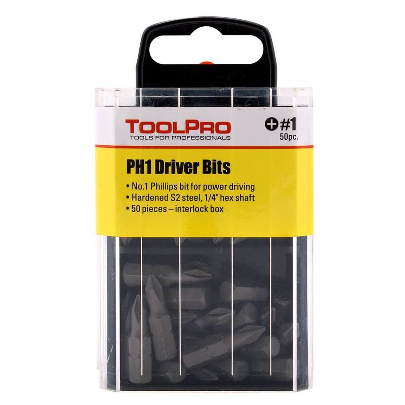 Juego de 50 puntas Phillips de acero de aleación ToolPro 1 en caja de almacenamiento interconectable - TP60610