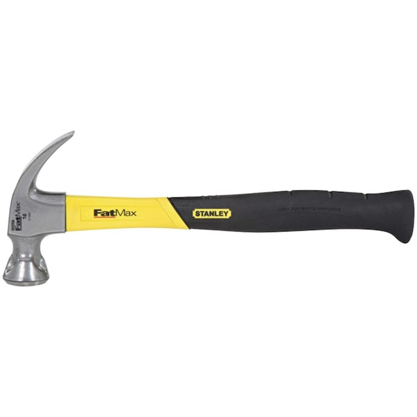 Stanley 16 oz. Fatmax Curved Claw Hammer, Smooth Face, 13 1/2 in L Graphite Handle, Steel Head - 51-505