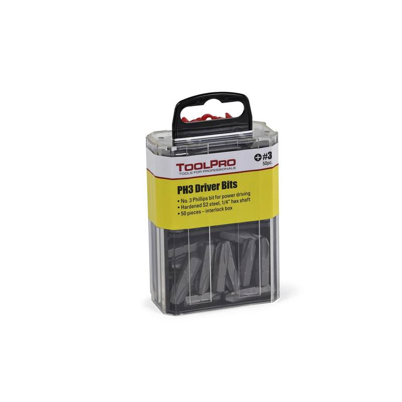 Juego de 50 puntas Phillips de acero aleado en caja de almacenamiento entrelazada (50 piezas) - TP60660