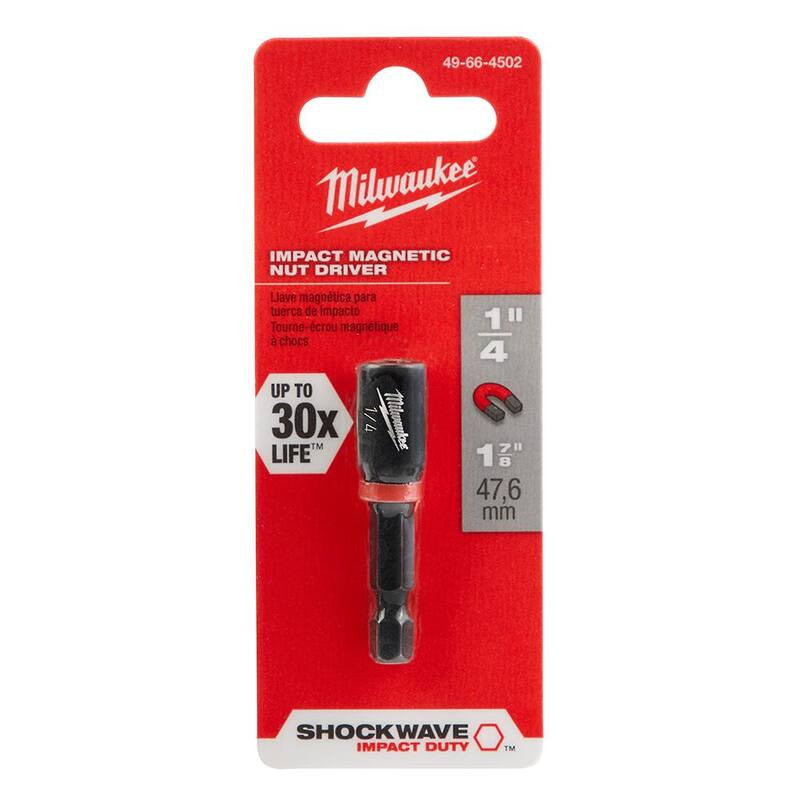 Milwaukee SHOCKWAVE Impact Duty 1/4 pulg. x 1-7/8 pulg. de Acero de Aleación con Puntal Magnético para Tuerca (Paquete de 1) - 49-66-4502