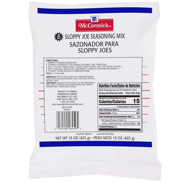 Mccormick McCormick Culinary Sloppy Joe Seasoning Mix 15 oz. Container, PK6 - FA164101