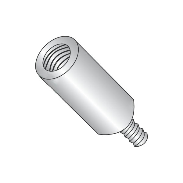 Newport Fasteners Round Standoffs, #8-32 Thrd Sz, 1 in Bd L, 18-8 Stainless Steel Plain, 1/4 in OD, 500 PK - 529558
