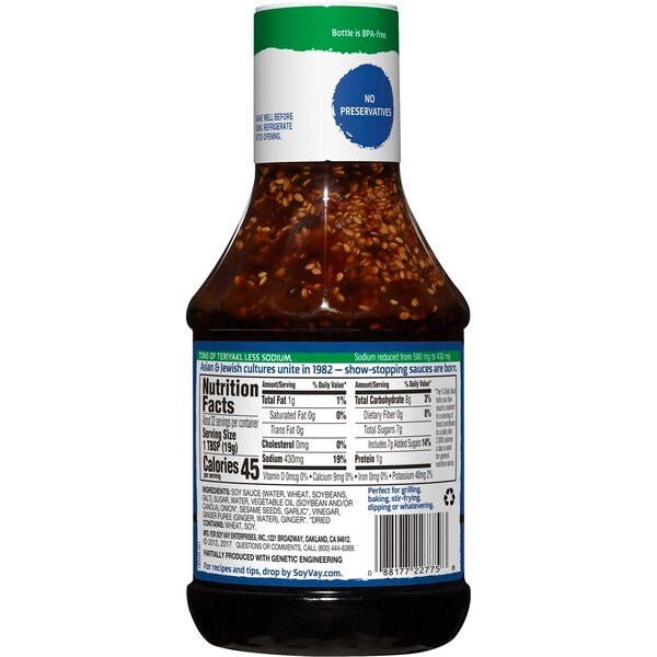 Soy Vay Veri.Veri Teriyaki Less Sodium 21 oz., PK6 - 22775