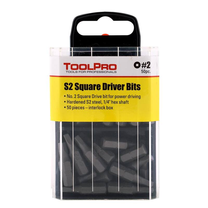 ToolPro 2 Puntas cuadradas de acero de aleación en caja de almacenamiento entrelazada (50 piezas) - TP60650