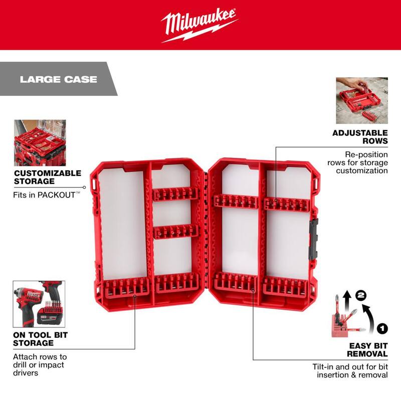 Set de puntas de destornillador de aleación de acero con impacto Milwaukee Shockwave con set de brocas de titanio con estuche Packout (113 piezas) - 48-32-5157-48-89-4631