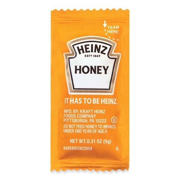 Heinz Single Serve Honey, 0.31 oz Individually Wrapped, 200PK - 055254