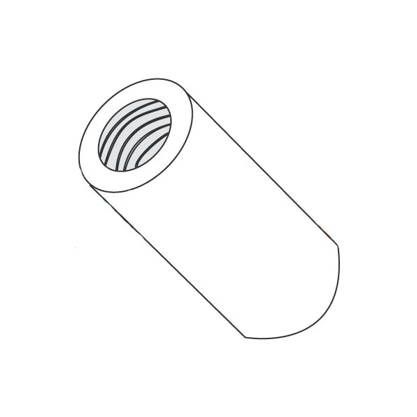 Newport Fasteners Round Standoffs, #6-32 Thrd Sz, 1/4 in Bd L, Nylon Plain, 1/4 in OD, 1000 PK - 156455