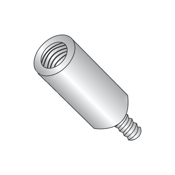 Newport Fasteners Round Standoffs, #8-32 Thrd Sz, 1 in Bd L, Brass Nickel Plated, 1/4 in OD, 500 PK - 537408