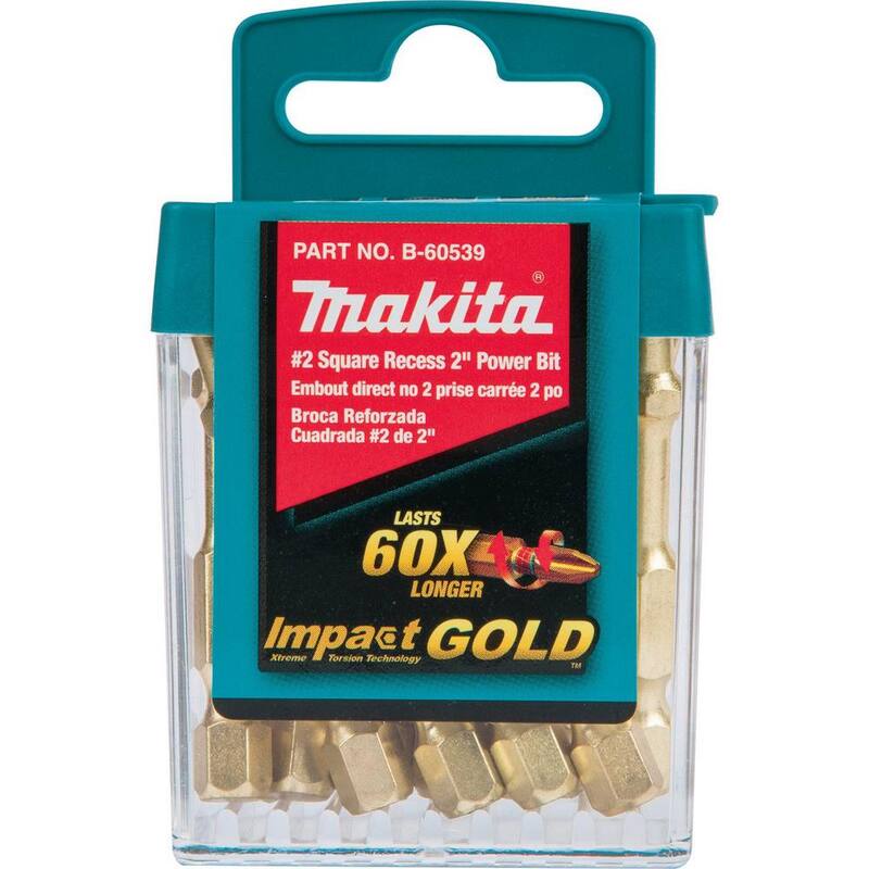 Makita Impact GOLD #2 2 pulgadas Square Power Bit (paquete de 15) - B-60539