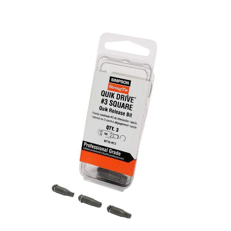Simpson Strong-Tie Quik Drive #3 Square-Drive Bit (Paquete de 3) - BIT3S-RC3