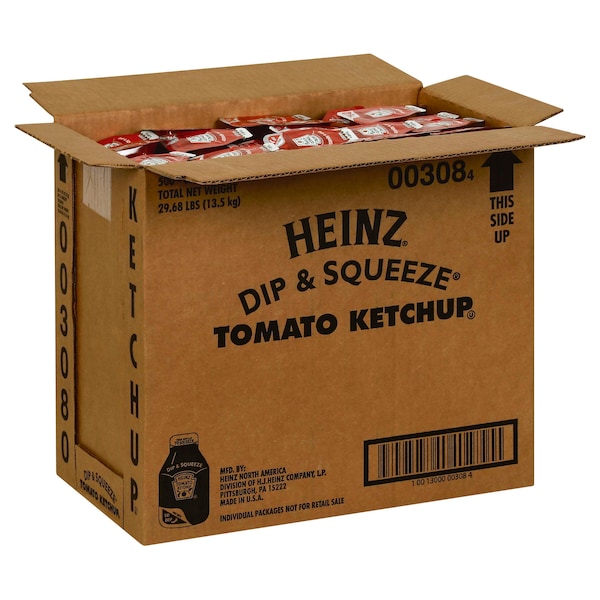 Heinz Heinz Dip & Squeeze Single Serve Tomato Ketchup 27g, PK500 - 10013000003084