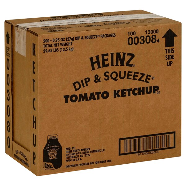 Heinz Heinz Dip & Squeeze Single Serve Tomato Ketchup 27g, PK500 - 10013000003084