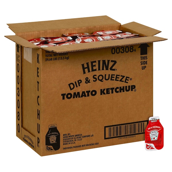 Heinz Heinz Dip & Squeeze Single Serve Tomato Ketchup 27g, PK500 - 10013000003084