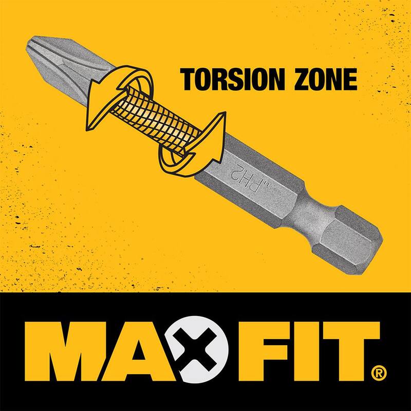Set de puntas de acero al carbono DEWALT Maxfit de 1 pulgada (19 piezas) con porta puntas - DWABYTMF-19.