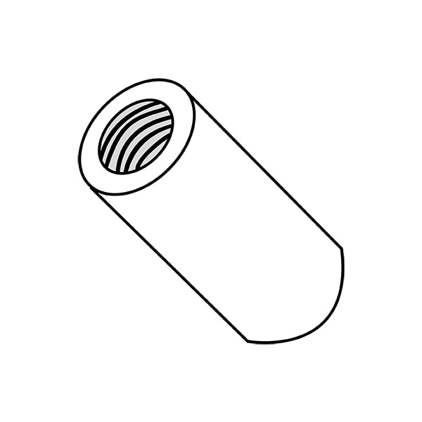 Zoro Select Round Standoffs, 1/4"-20 Thrd Sz, 1 in Bd L, Nylon Plain, 3/8 in OD, 1000 PK - 501614RFN