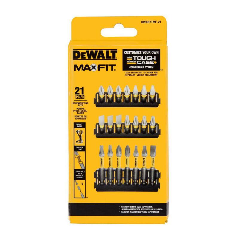 Juego de puntas de acero al carbono DEWALT MAXFIT de 1 pulgada y 2 pulgadas (21 piezas) - DWABYTMF-21