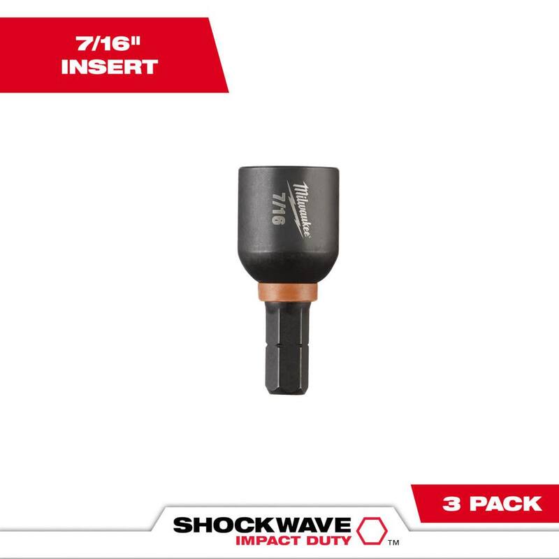 Milwaukee SHOCKWAVE Impact Duty 7/16 pulg. Inserto magnético de acero aleado para tuercas (paquete de 3) - 49-66-4516