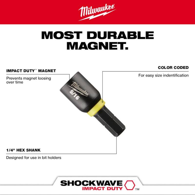 Llave de tuerca magnética con inserción de acero de aleación de 3/8 pulg. Milwaukee SHOCKWAVE Impact Duty (paquete de 3) - 49-66-4515