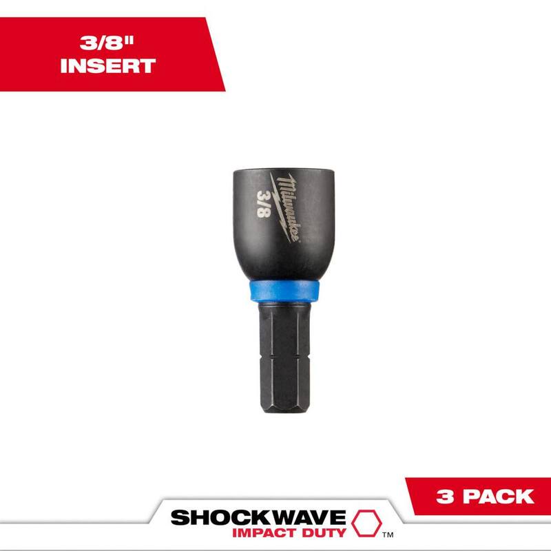 Llave de tuerca magnética con inserción de acero de aleación de 3/8 pulg. Milwaukee SHOCKWAVE Impact Duty (paquete de 3) - 49-66-4515