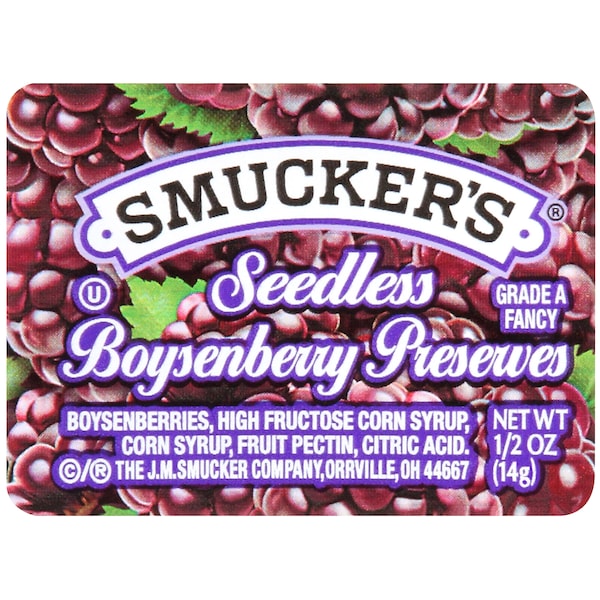 Smuckers Smucker's Seedless Boysenberry Preserve .5 oz. Cup, PK200 - 5150002890