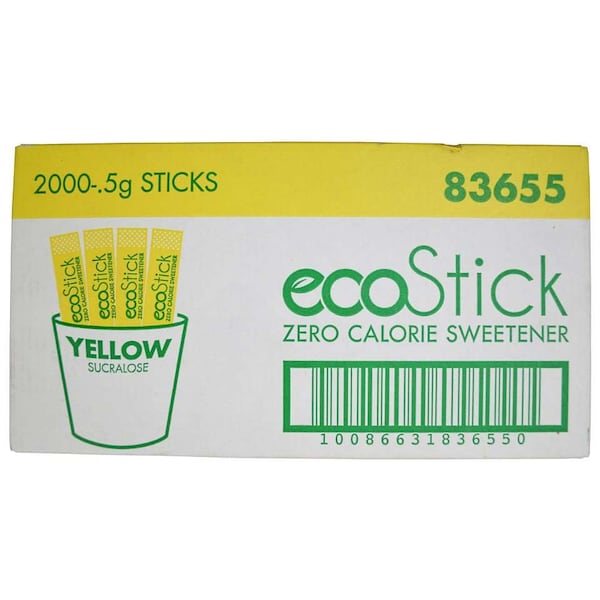 Ecostick Ecostick Sucralose Sweetened Sugar Yellow Sticks .5g Packet, PK2000 - 83655