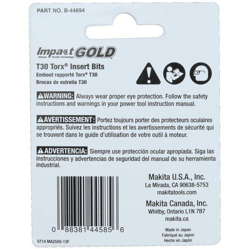 Makita Impact GOLD #30 Steel Torx Insert Bit (2 piezas) - B-44694