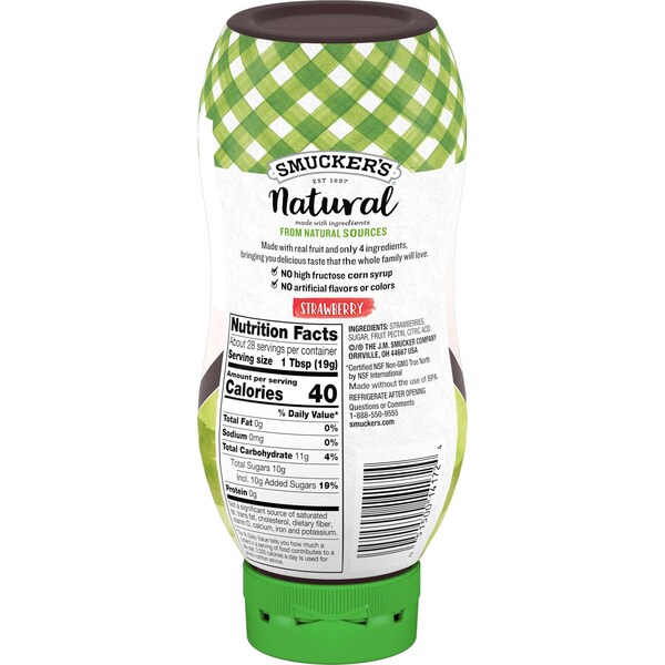Smuckers Smucker's Natural Squeeze Strawberry Fruit Spread 19 oz. Bottle, PK12 - 5150014172