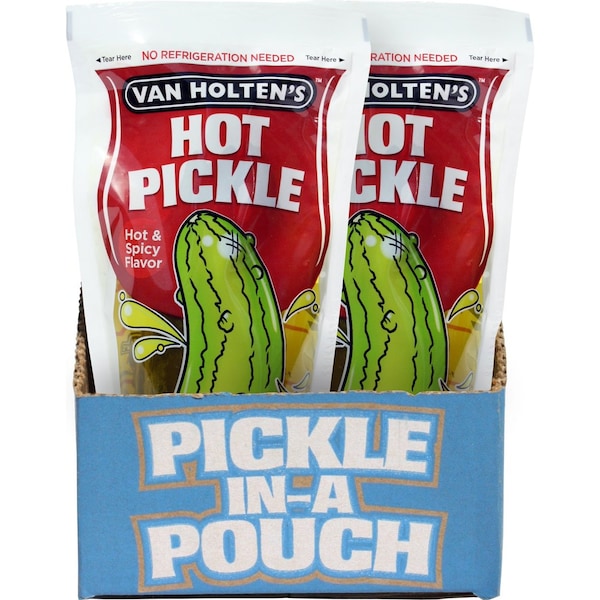 Van Holtens Large Hot Pickle Hot & Spicy Individually Packed In A Pouch, PK12 - 412H