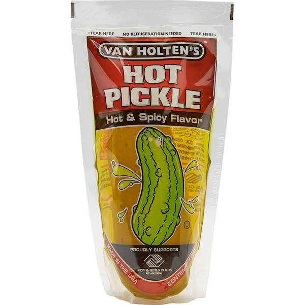 Van Holtens Jumbo Hot Pickle Hot & Spicy Individually Packed In A Pouch, PK12 - 612H