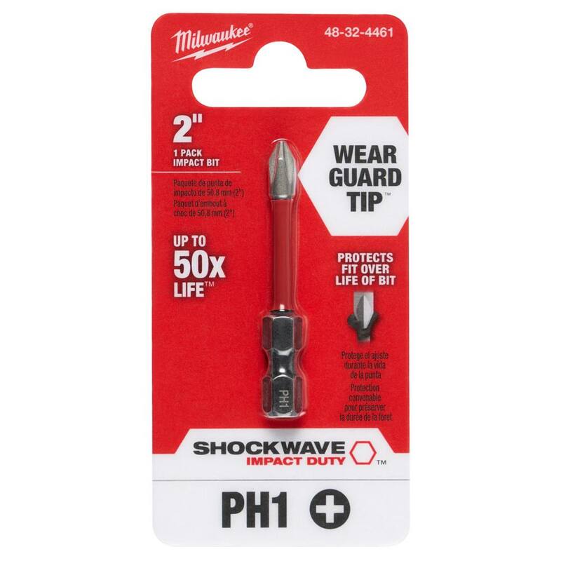 Milwaukee SHOCKWAVE Impact Duty 2 in. Phillips #1 Alloy Steel Screw Driver Bit (1 paquete) - 48-32-4461