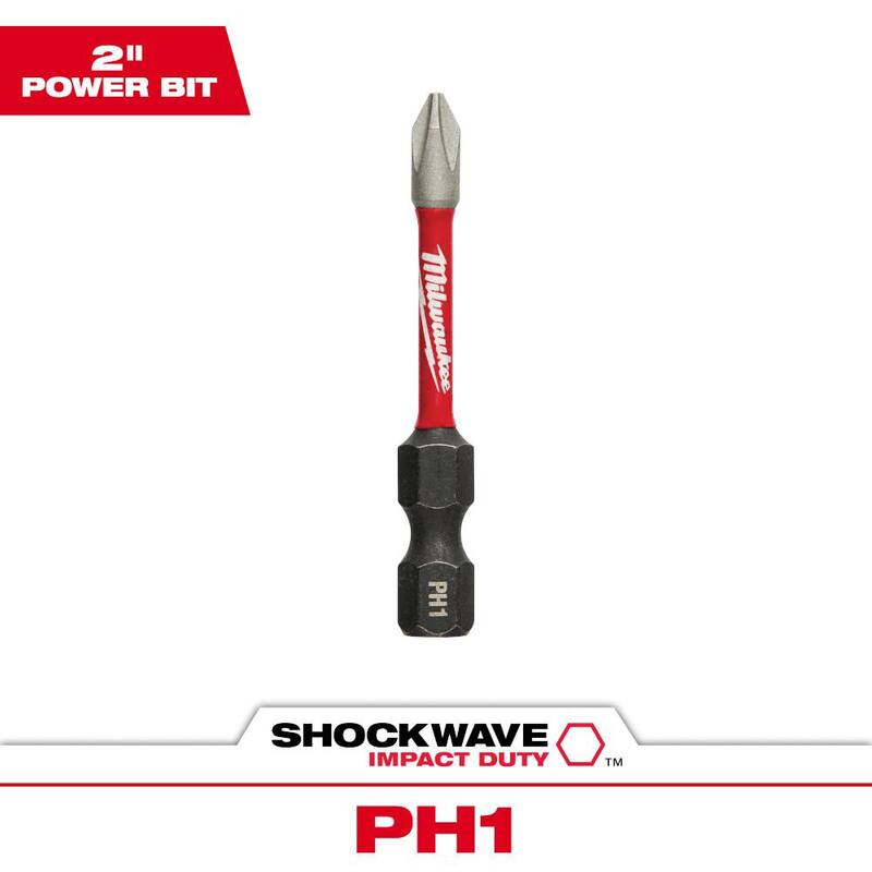 Milwaukee SHOCKWAVE Impact Duty 2 in. Phillips #1 Alloy Steel Screw Driver Bit (1 paquete) - 48-32-4461