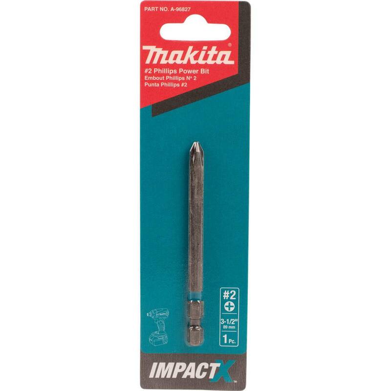 Makita ImpactX #2 Phillips 3-1/2 pulg. Punto de Potencia de Acero S2 Modificado - A-96827