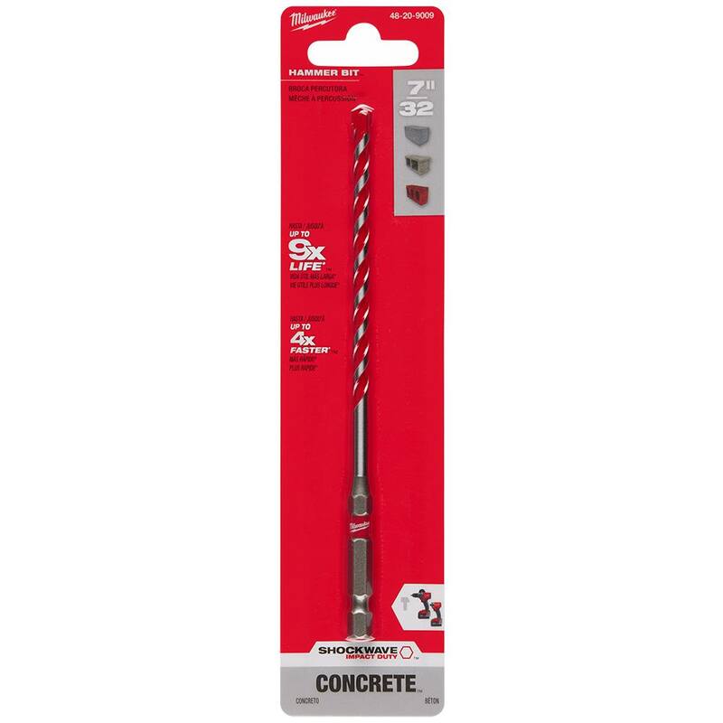 Broca de martillo de carburo SHOCKWAVE Milwaukee 7/32 in. x 4 in. x 6 in. - 48-20-9009