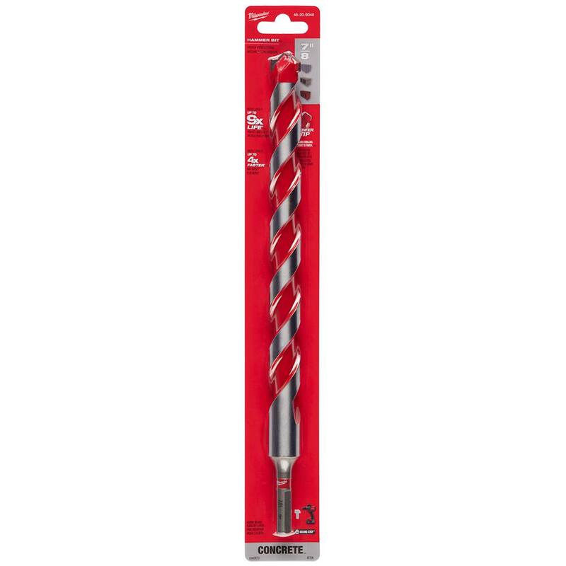 Milwaukee 7/8 pulg. x 10 pulg. x 12 pulg. Broca para martillo de carburo para concreto, piedra, perforación en mampostería - 48-20-9048