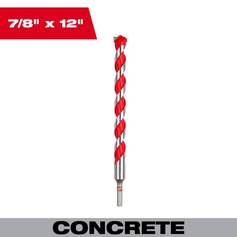 Milwaukee 7/8 pulg. x 10 pulg. x 12 pulg. Broca para martillo de carburo para concreto, piedra, perforación en mampostería - 48-20-9048