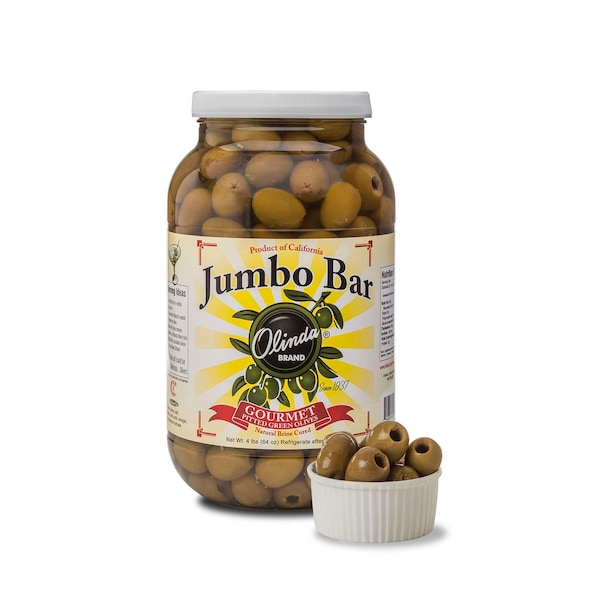 Olinda Jumbo California Queen Pitted Olive 110/120 1 gal. PET Jars, PK4 - 62015