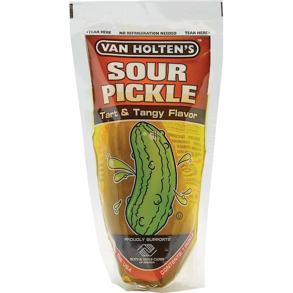 Van Holtens Van Holten's Jumbo Sour Pickle Individually Packed In A Pouch, PK12 - 612S
