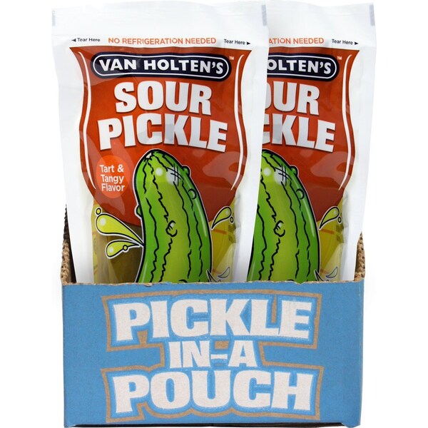 Van Holtens Van Holten's Jumbo Sour Pickle Individually Packed In A Pouch, PK12 - 612S