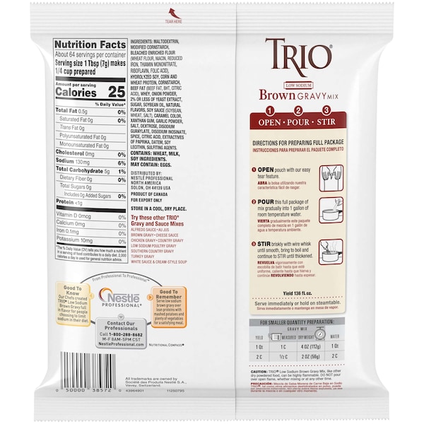 Trio Trio Low Sodium Brown Gravy Mix 1lbs, PK8 - 10050000385727