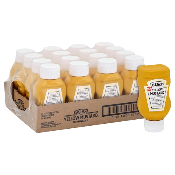 Heinz Heinz Kosher Yellow Mustard Plastic Bottle Top Down 13 oz., PK16 - 10013000007310
